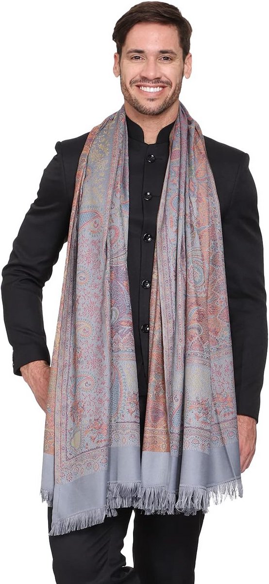 Heren Sjaal Paisley Dessin Geweven Polywool Blend 40" x 80"