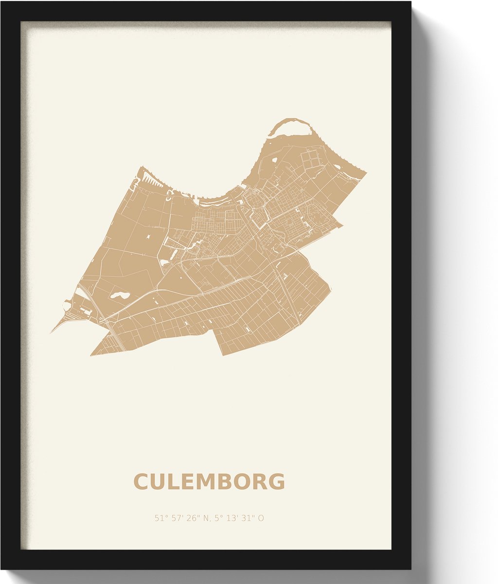 Poster Culemborg A3 - 30 x 42 cm - Beige (Exclusief Lijst)