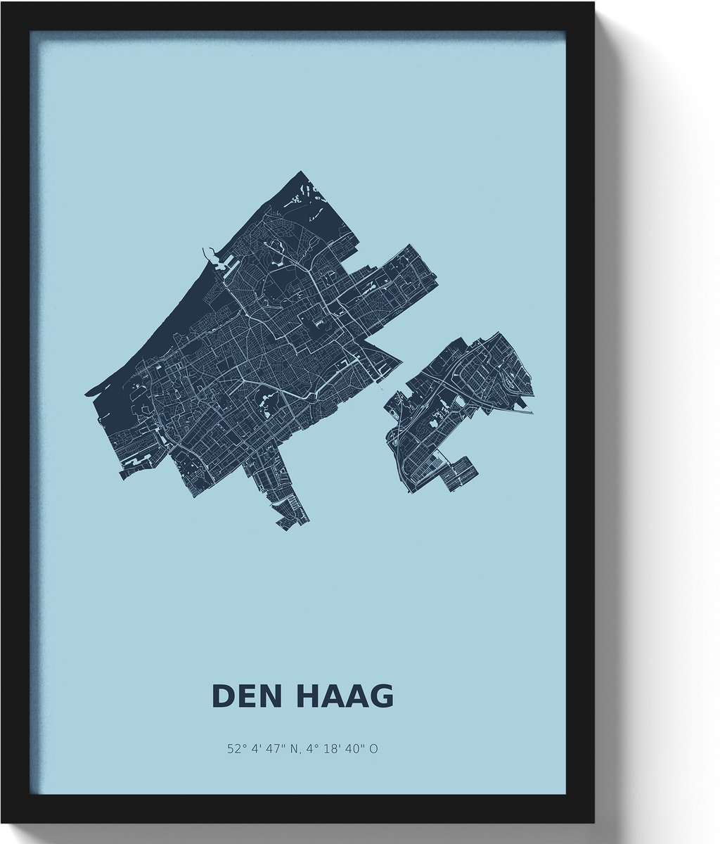 Poster Den haag A3 - 30 x 42 cm - Blauw (Exclusief Lijst)