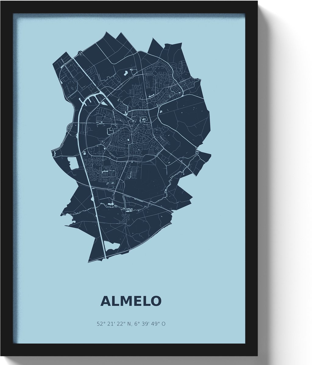Poster Almelo A3 - 30 x 42 cm - Blauw (Exclusief Lijst)