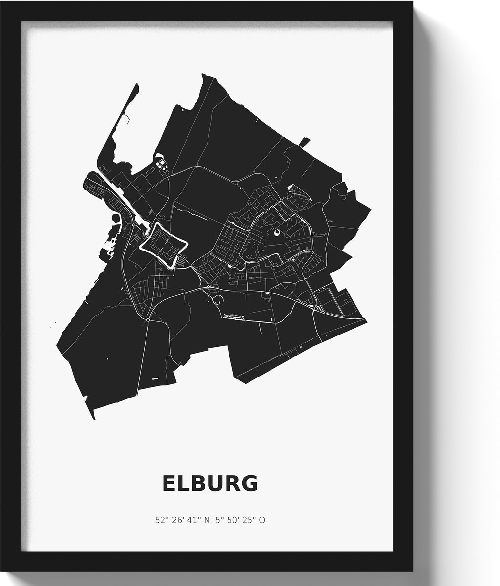 Poster Elburg A3 - 30 x 42 cm - Zwart/Wit (Exclusief Lijst)