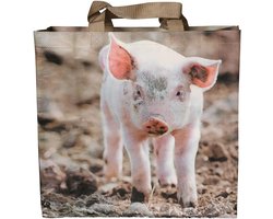 Gesorteerde boodschappentas PP-weefsel 39,5 x 14,5 x 40 cm met boerderijdiermotieven