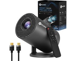 Vendar® YA350 Pro Mini Beamer 2025 – 350 ANSI Lumen – Inclusief HDMI Kabel - Smart Projector met 4K-ondersteuning – Geïntegreerd Android 14 – WiFi 6 & Bluetooth 5.4 – Voor iOS & Android – Thuisbioscoop – Zwart