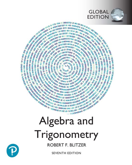 Couverture de livre avec le texte 'Algebra and Trigonometry' et le nom Robert F. Blitzer. Un cercle de chiffres entoure le texte.