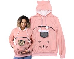 Hoodie met buidel voor kat of kleine hond - Warme knusse sweater met kattenoren