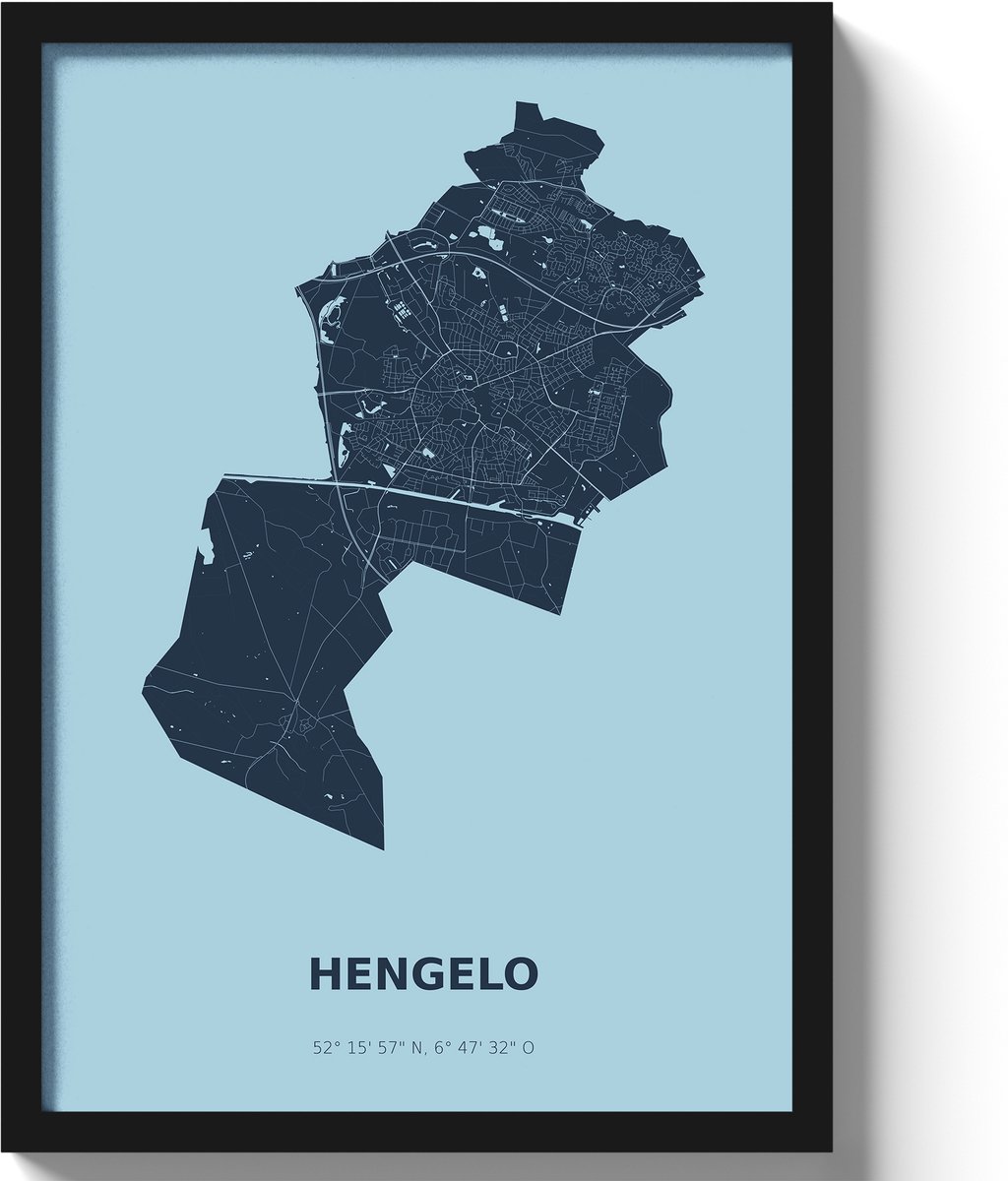 Poster Hengelo A3 - 30 x 42 cm - Blauw (Exclusief Lijst)