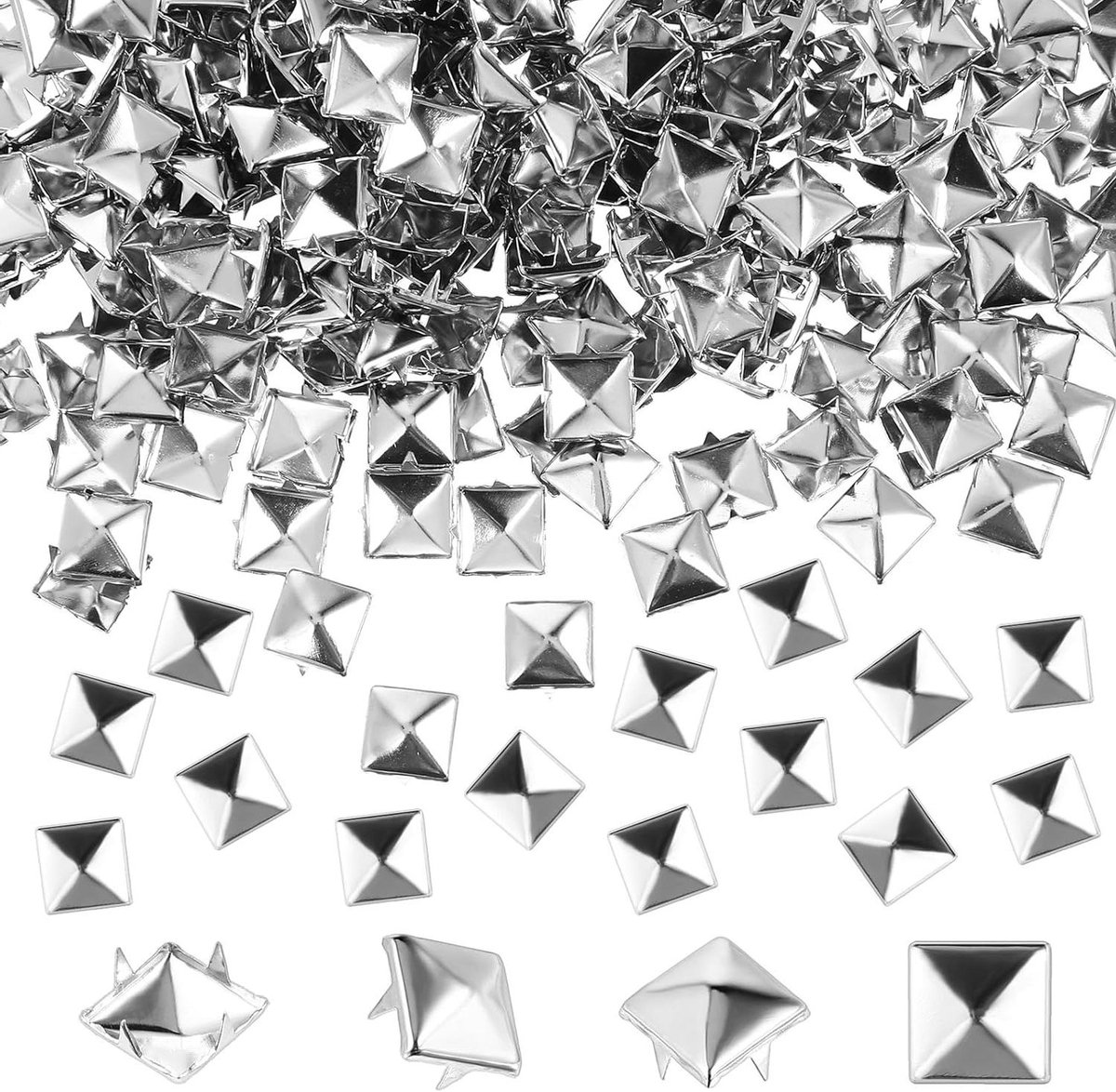 Ronte - Studs 10 mm voor Kleding - Zilveren Piramidestekers - Metalen Spikes - Punk Rock Sieraden - 500 Stuks