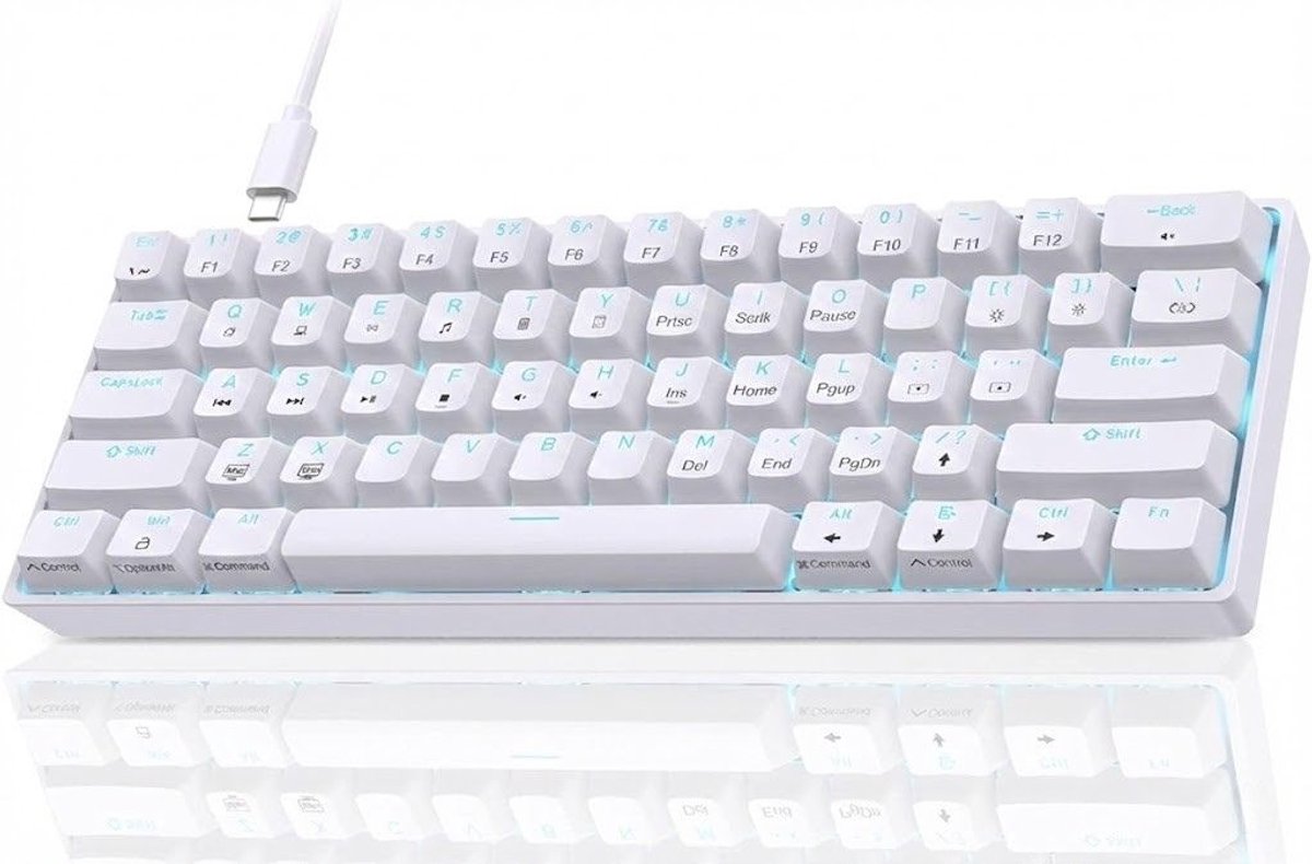 SNJY® Gaming Toetsenbord - Draadloos Toetsenbord - Ergonomisch Toetsenbord - USB-C - Wit