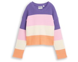 Tom Tailor - Cropped gebreide trui met colour blocking - Maat 176 - big multicolor stripe