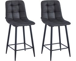 Colenis® - Luciano Barkruk - Set Van 2 - Antraciet - Microfiber Stof - Microvezel - Industrieel