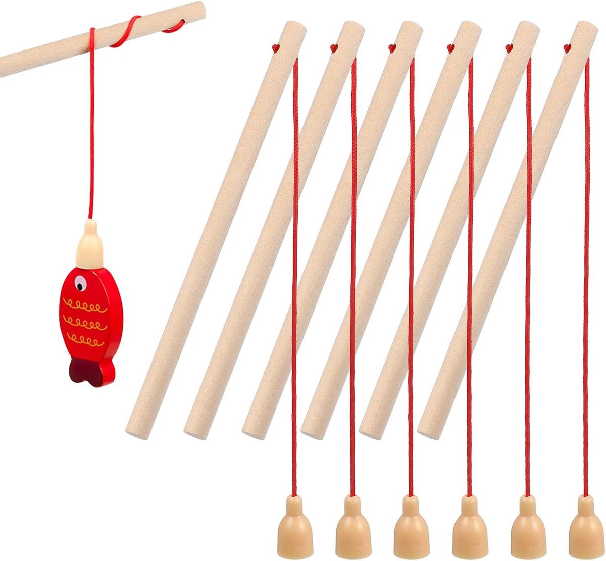 Ronte - Houten magnetische hengels voor peuters - Zwembadaccessoires - 8 stuks