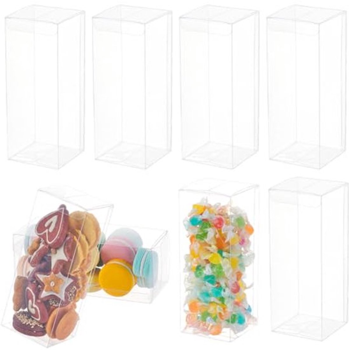 20 Stuks PVC-Kunststof Geschenkdozen - Transparant - 7 x 7 x 10 cm