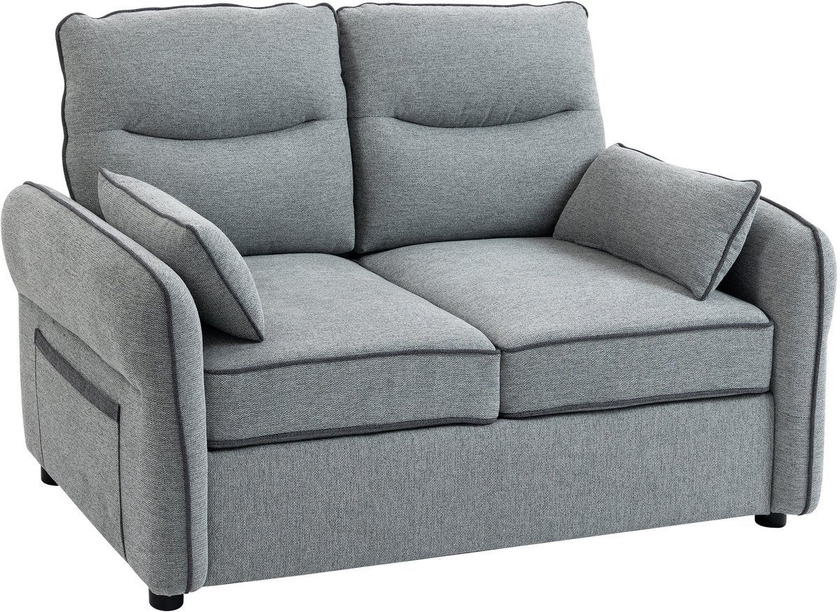 HOMCOM Tweezitsbank - Egyptisch fluweel (100% polyester) - 136x81x90cm - Grijs