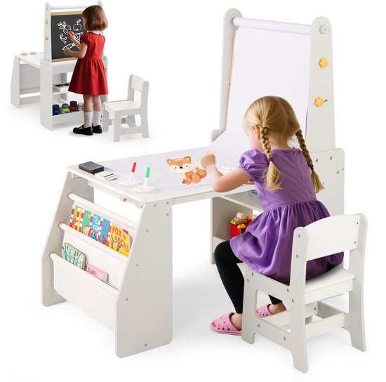 Joyz 3-in-1 Speeltafel Kinder Tekentafel Accessoires Bruin Lcd Whiteboard Schildersezel