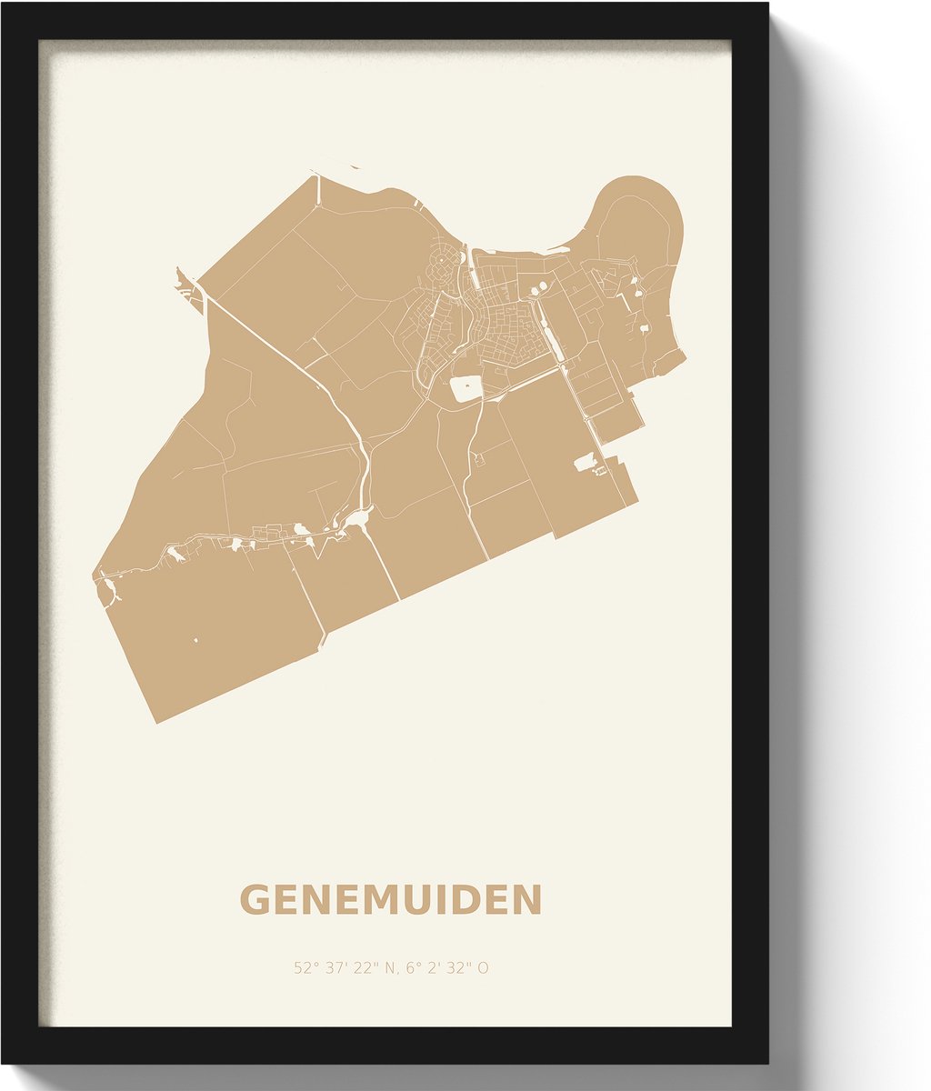 Poster Genemuiden A2 - 42 x 59,4 cm - Beige (Exclusief Lijst)