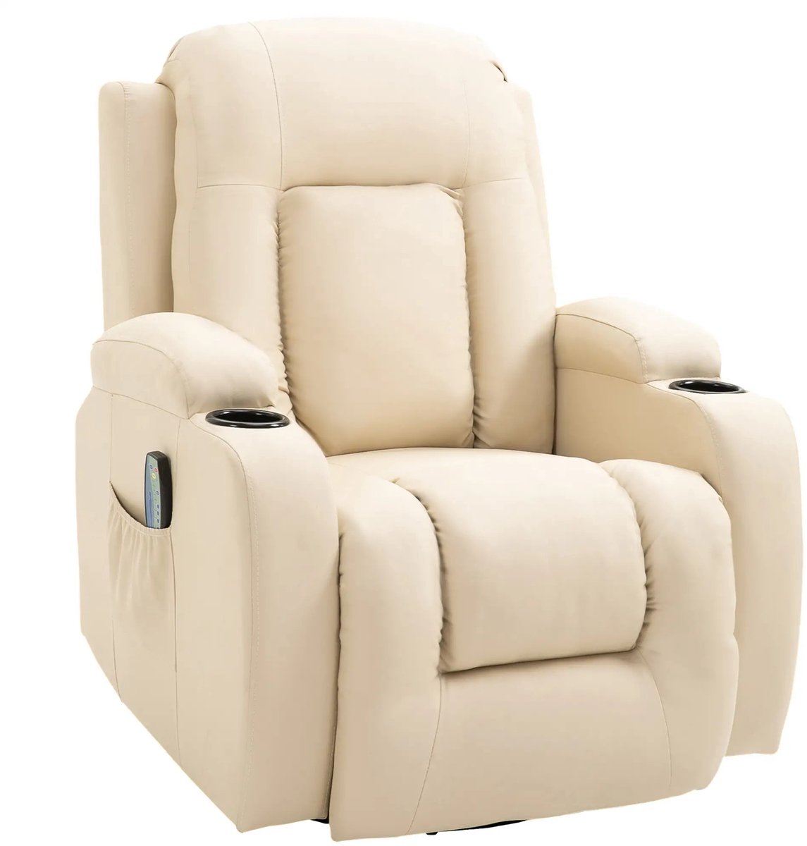 Massagestoel - Relaxfauteuil - Zetel - Stof - 1 persoons - Met armleuning - Zeer comfortabel - Elektrisch - Crèmewit