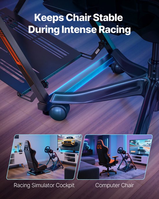 Verstelbare en Opvouwbare Racestuurstandaard, Compatibel met Logitech G923 G920 G29 G27 en Thrustmaster T300rs TX F458 T500rs T3pa-Pro(F1/GT), Gamingcockpit met Pedaalondersteuning, Compact Ontwerp van Merkloos — afbeelding 3