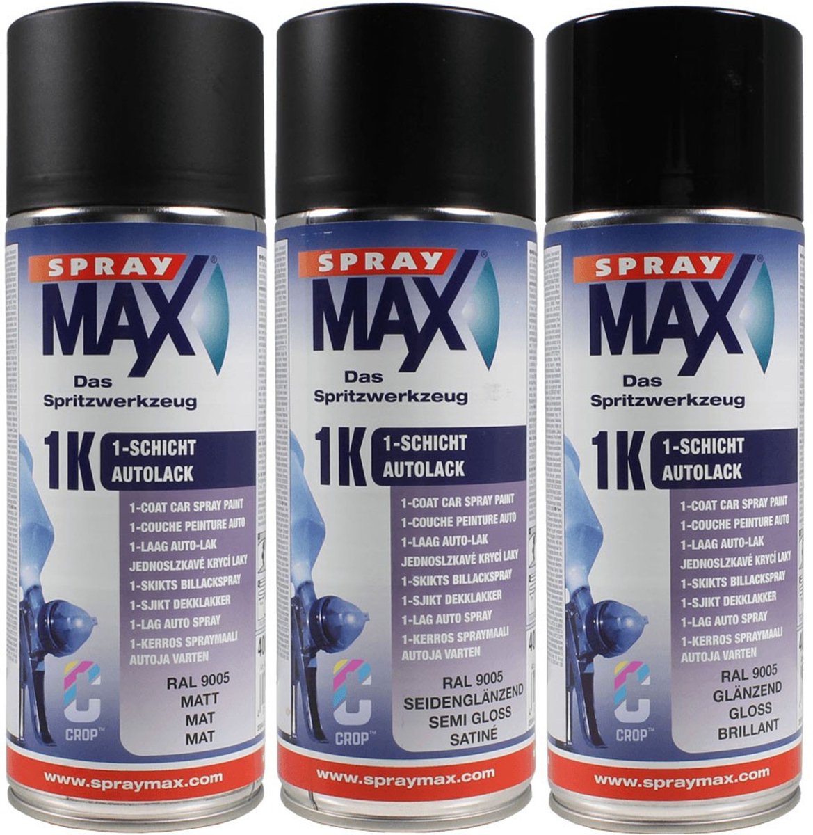 SprayMax 1K Lak Zwart in Spuitbus - Mat
