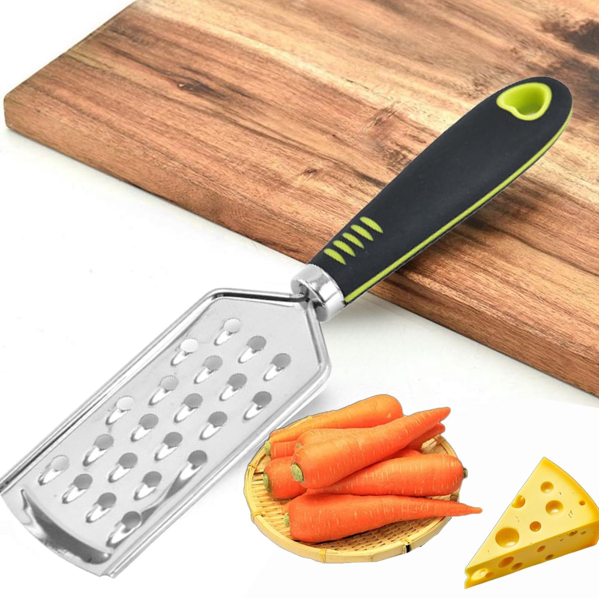 Unyqoos® Compacte roestvrijstalen keukenrasp met ergonomische siliconen handgreep