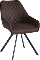 Colenis® - Elias Eetkamerstoel - Set Van 4 - Bruin - Microfiber Stof - 180° draaibaar
