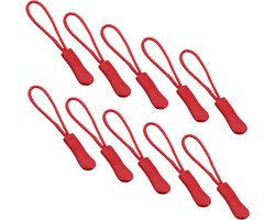 Zipper puller 10 stuks - Rood - Rits opener / sluiter - Ritstrekker - Ritssluiter - Ritssluiting - Ritskoord - Ritshulp