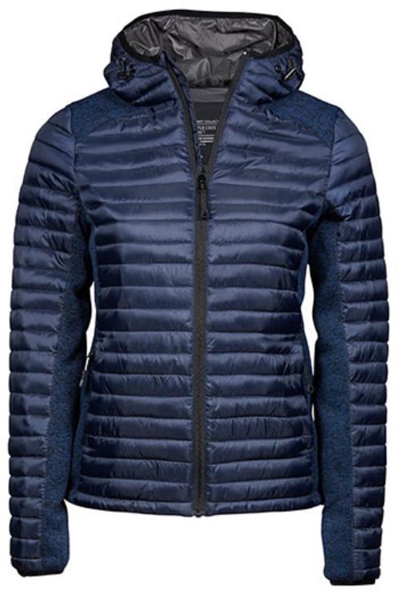 Tee Jays Dames Hooded Outdoor Crossover Jacket Melange Marineblauw