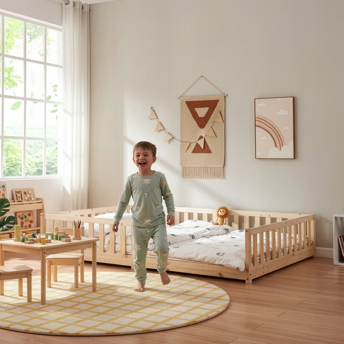 en.casa Kinderbed met matras Tanna 120x200 cm naturel [en.casa]