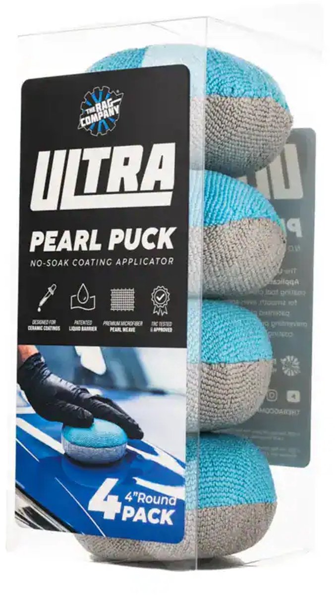 The Rag Company No Soak Ultra Pearl Puck Applicator - 4 Pack
