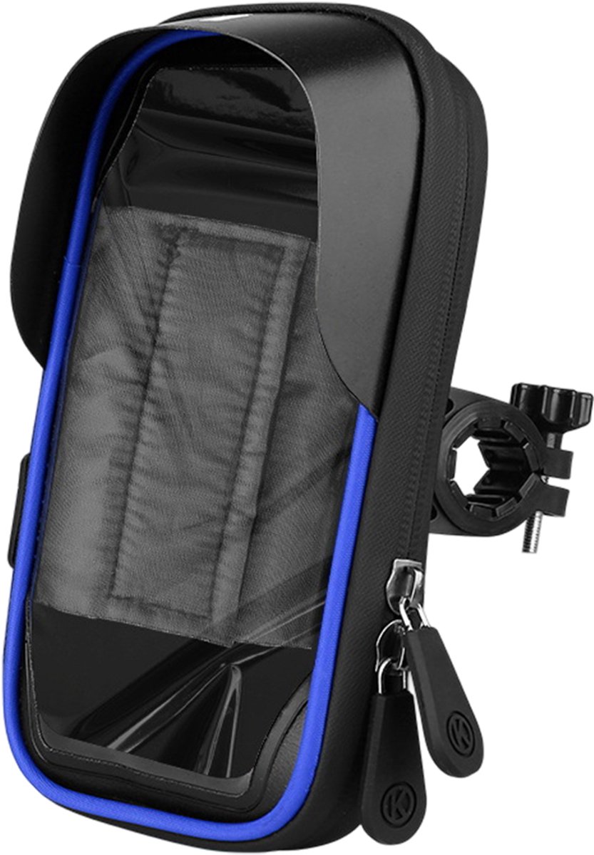 longziming -Fietstelefoonhouder Waterdicht met HD Touchscreen – Stuurmontage 360° Rotatie – Smartphonehouder met Opbergtas – Blauw