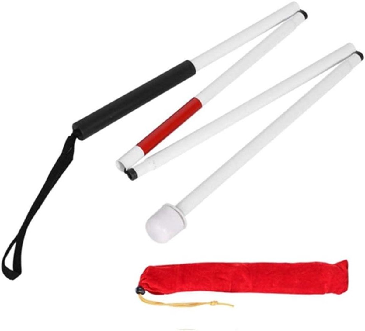Allecta - Opvouwbare aluminium wandelstok met 4 delen - Draagbare verstelbare hulpwandelstok - 127 cm.