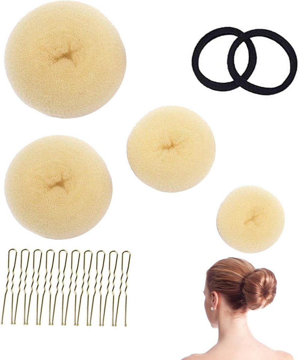 Set van 4 Haarpoefjes voor Klassieke & Snelle Kapsels met Accessoires