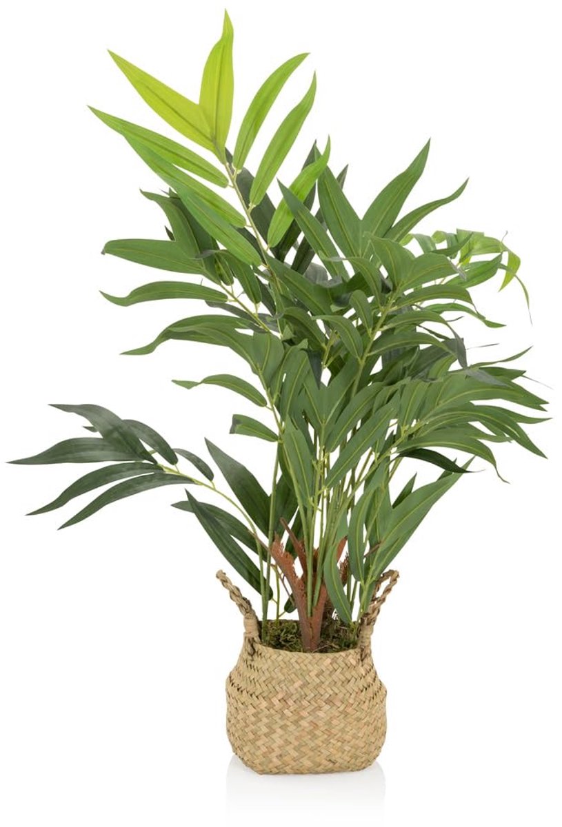 Unyqoos® Decoratieve kunstpalm met mand voor huis en tuin, onderhoudsvrij 65 cm