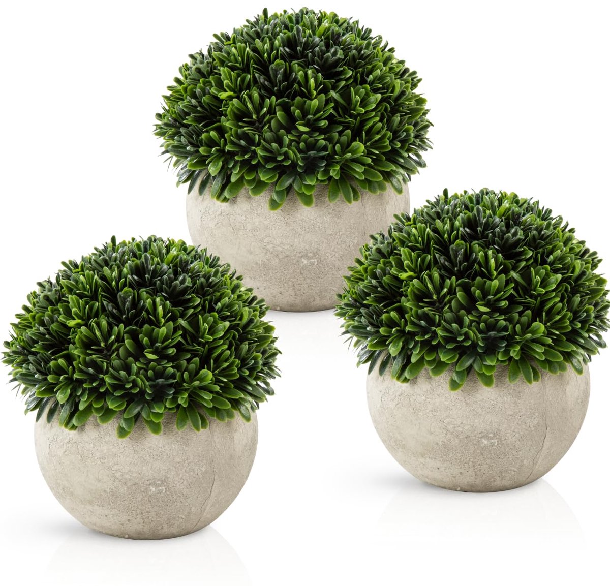 Unyqoos Decoratieve set van drie realistische kunstplanten in potten Groen