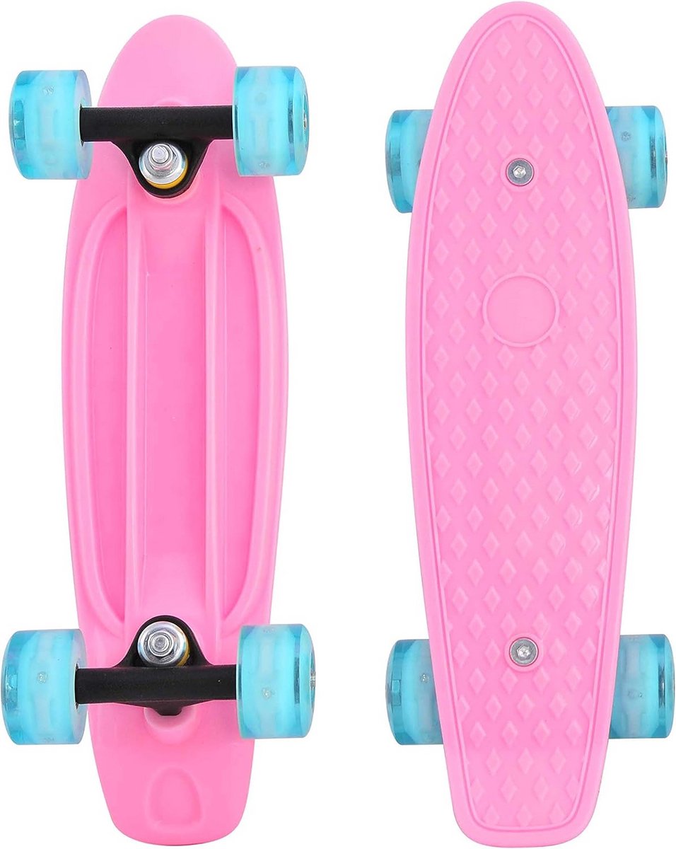 Compleet Mini Cruiser Skateboard 17 inch Compact en Snel voor Kinderen en Beginners Roze