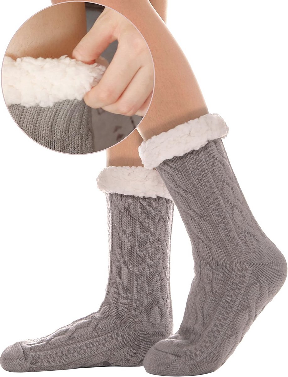 Warme Voorgesteld Sokken - Antislip Hüttensokken voor Dames - Perfecte Kerstcadeaus