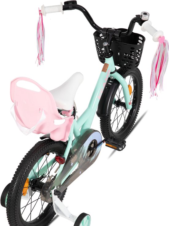 Joystar Zinnia Kinderfiets - 16 Inch - Met Mandje & Slingers - Zijwieltjes - Bel - Terugtraprem - Groente van JOYSTAR — afbeelding 3