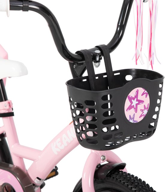 Joystar Zinnia Kinderfiets - 16 Inch - Met Mandje & Slingers - Zijwieltjes - Bel - Terugtraprem - Roze van JOYSTAR — afbeelding 4