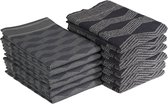 DoubleDry Theedoeken en Keukendoeken Set - 12 Stuks - 100% Katoen - Hoge Absorptie & Duurzaam - Graphic, Grijs