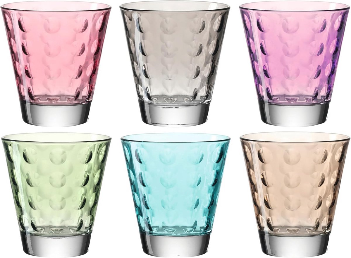 Kleurige Optische Drinkglazen Set van 6 - Vaatwasserbestendig