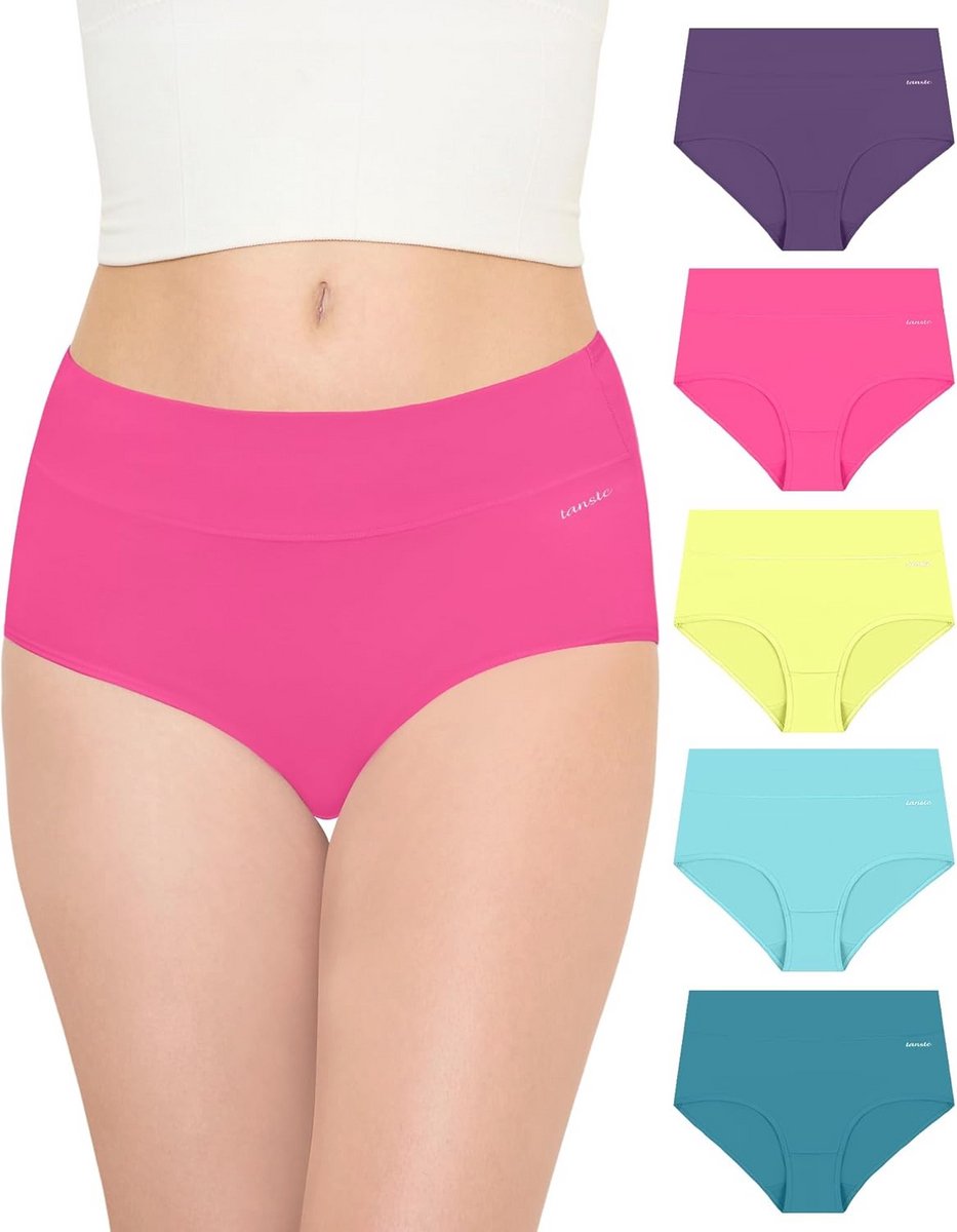 Dames Onderbroeken Set van 5 - Zacht Katoen, Hoge Taille, Ademend en Stretch