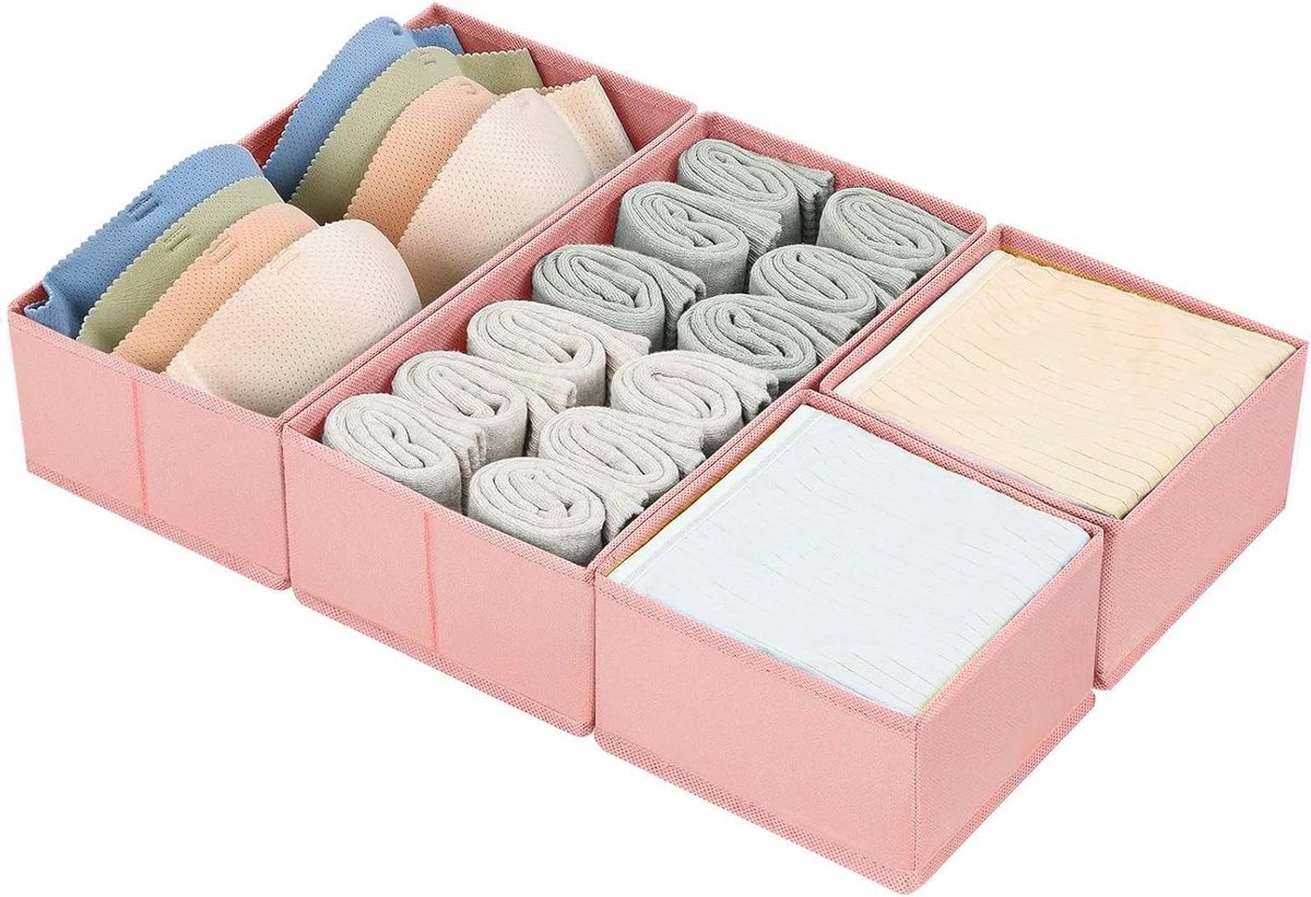 Opvouwbare lade-organizer voor kasten en laden - Roze - 4 stuks