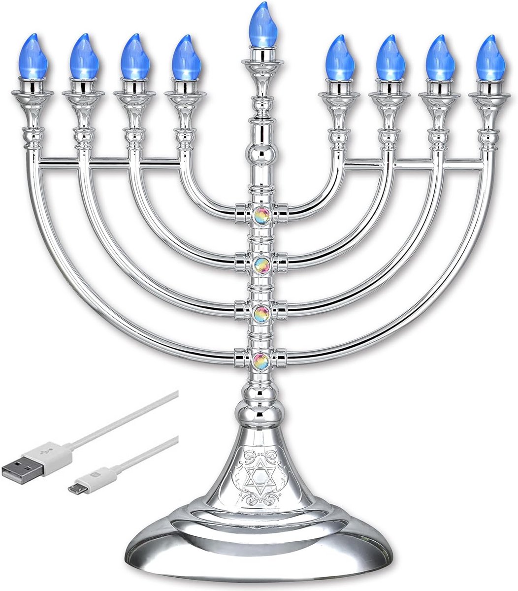 Elektrische LED Chanoeka Menorah: Batterij of USB Aangedreven Hanukkah Kaarsenstandaard