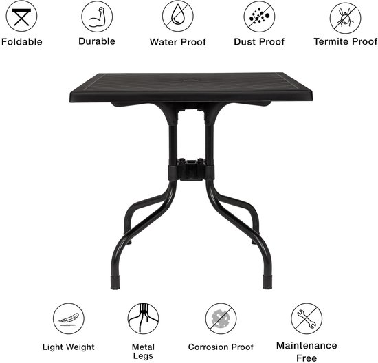 Tuintafel / Buitentafel Travano T1 vierkant kunststof zwart hjh LIVING — afbeelding 2