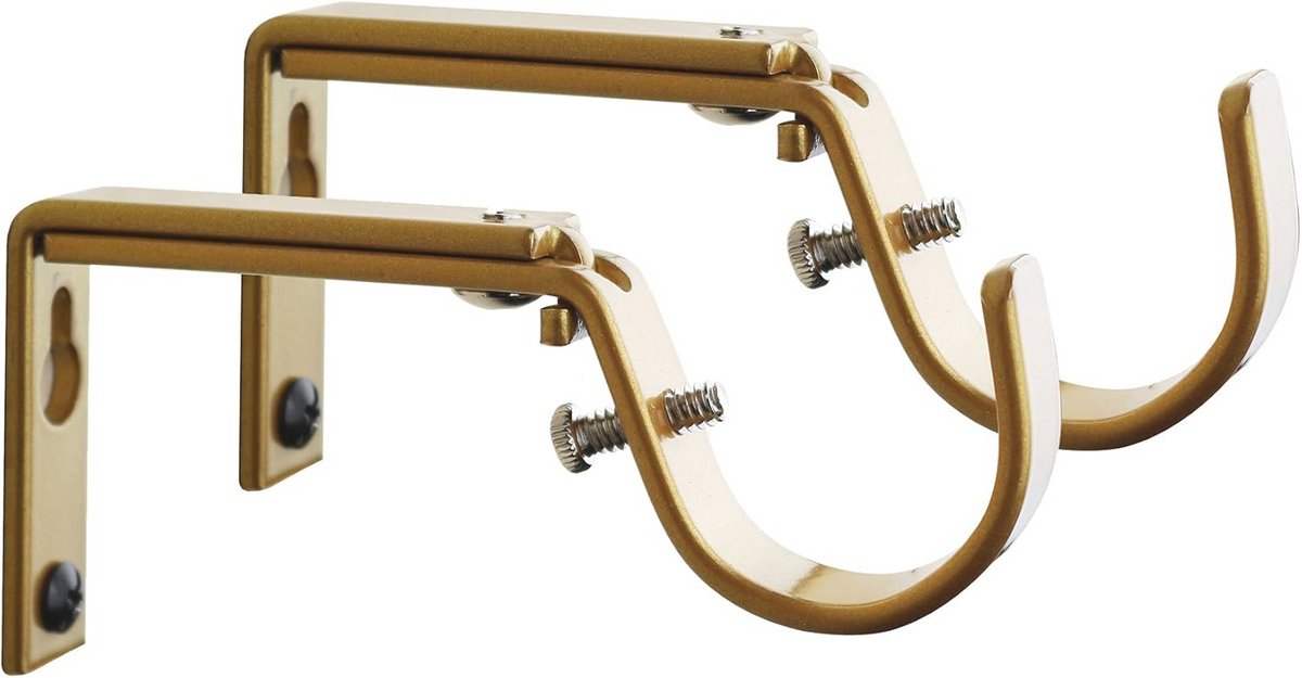 Set van 2 Verstelbare Gouden Gordijnstangbeugels voor 2 cm Stang