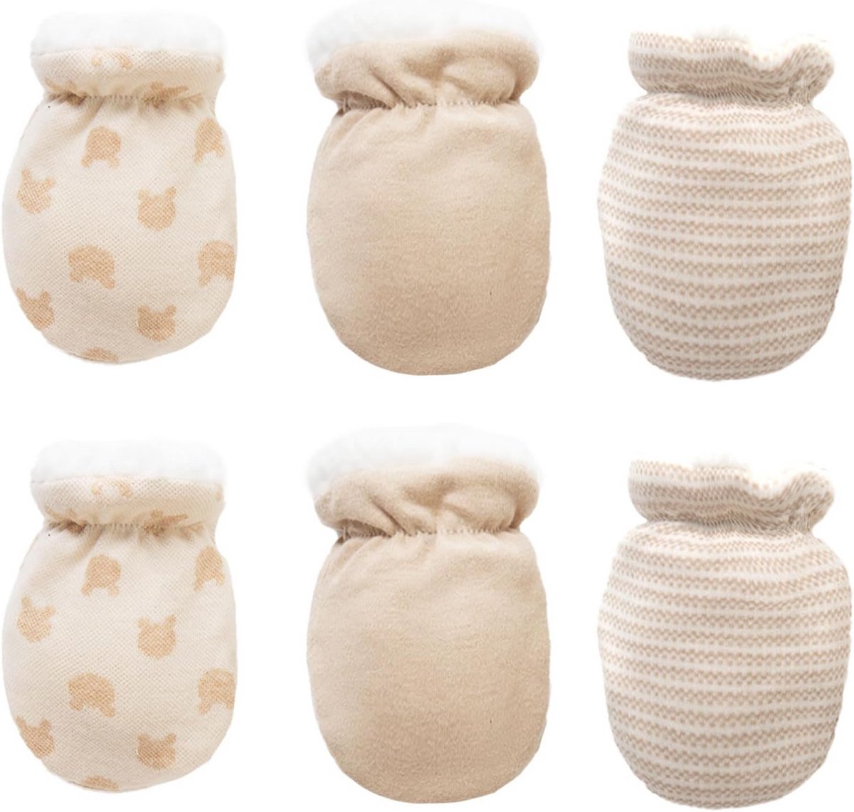 3 Paar Baby Wanten & Wantjes - Katoen & Fleece - Krasvrij en Warm - Geschikt voor Pasgeborenen en Baby's