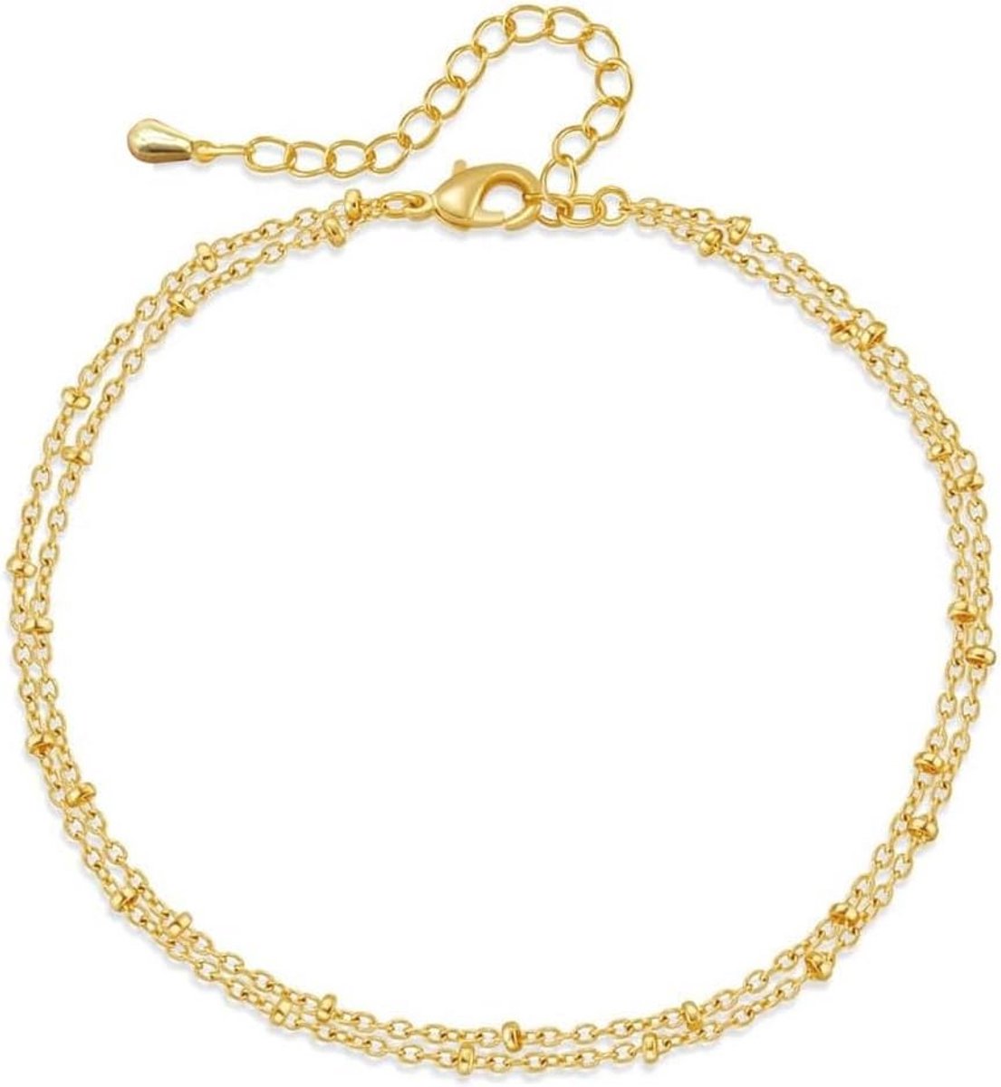 Dames Dubbele Laag Adjustable Anklet van 18K Goud en Zilver - Lichtgewicht Waterdichte Sieraden