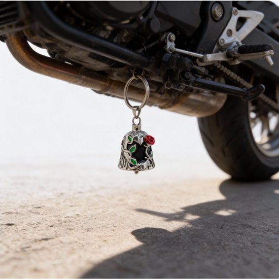 Grand X - Bell Guardian - Rose Épineuse - Bell -clés - Porte-clés Moto - Cloche Porte-Bonheur Moto - Pendentif Sac - Foi