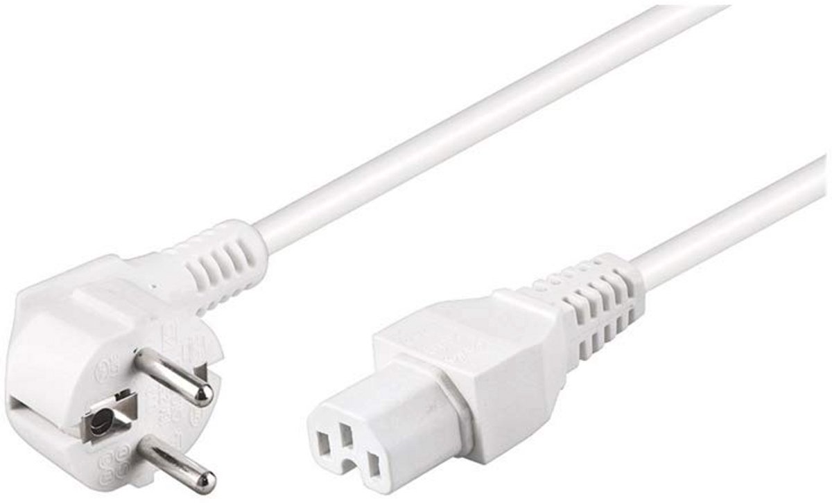 Kabel voor warm apparaten met C15-aansluiting - Stroomkabel 3-polige stekker voor verwarmingsapparaten, wit, 2 m