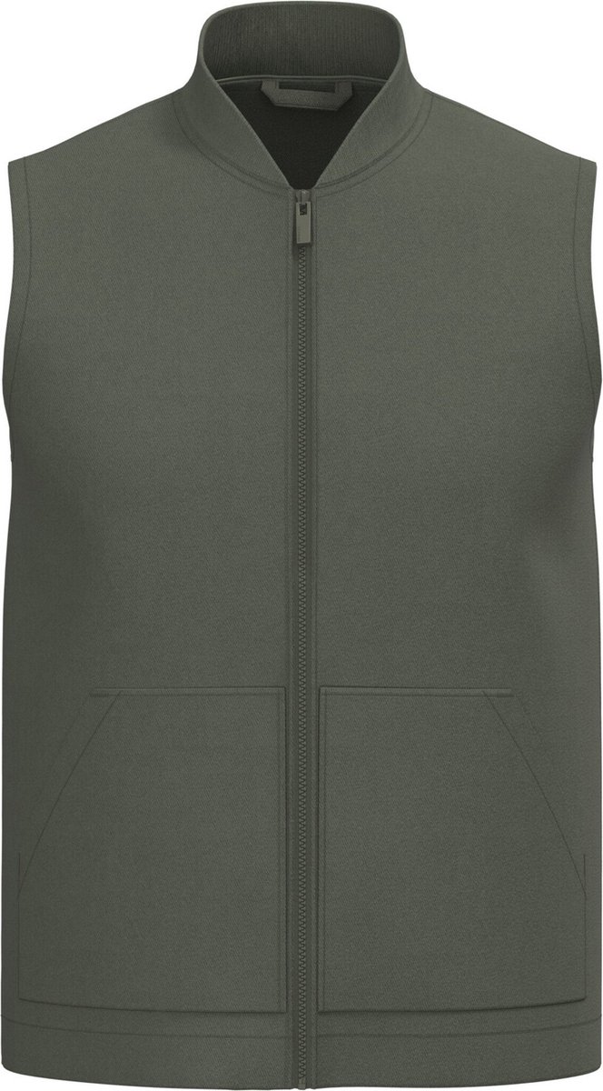 Native Spirit Ecologische gevoerde uniseks bodywarmer in twill met teddykraag NS623 - Organic khaki - XS
