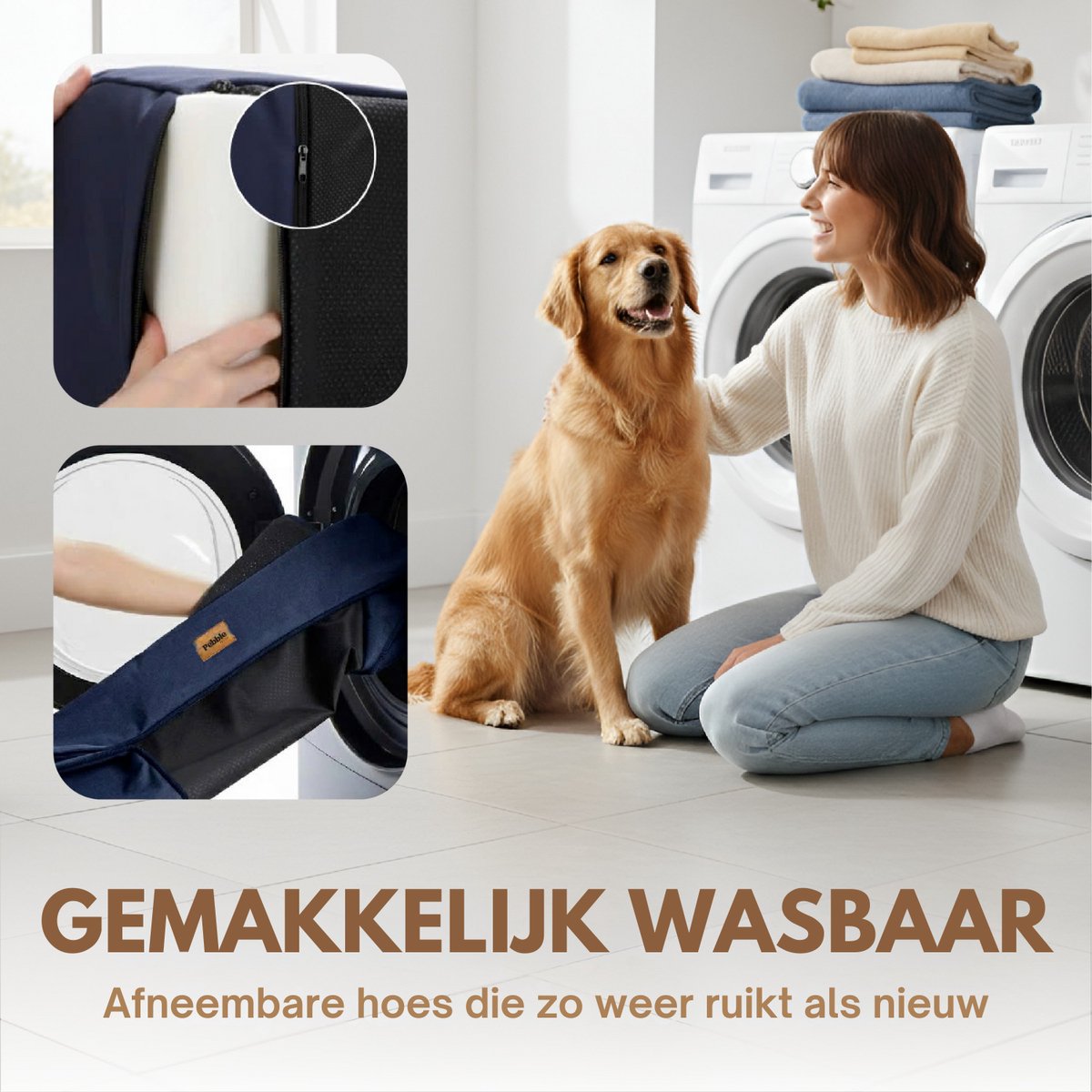 Pebble Hondenmand 65 x 56 cm Blauw - Orthopedische Hondenbed - Kattenmand - Hondenkussen - Dierenkussen - Voor kleine tot middelgrote honden – foto 5